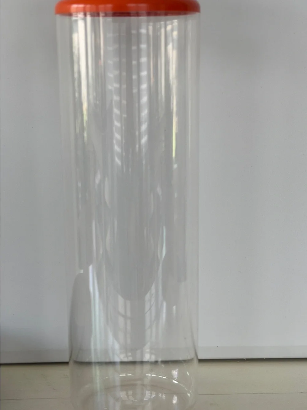 Vintage Tupperware[#1486-2] Clear Acrylic Push & Seal Canister|Harvest Orange|